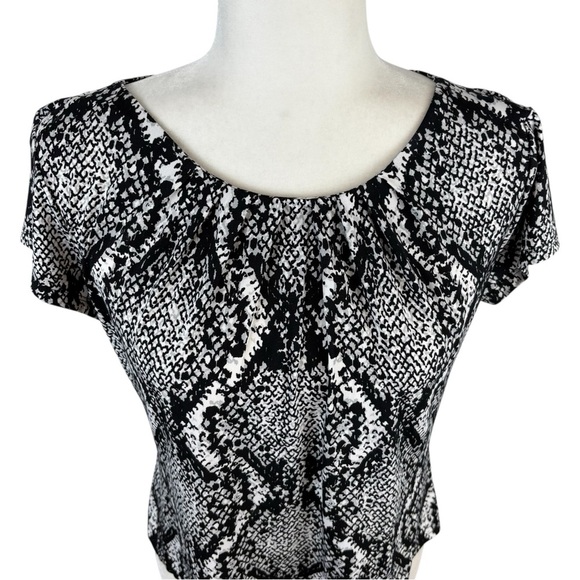 Worthington Black & White Short Sleeve Blouse Size PL - Picture 4 of 7